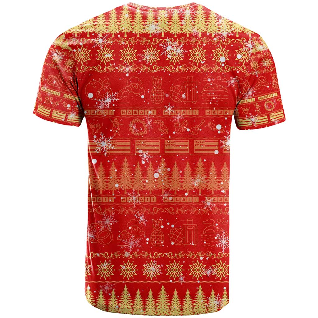 Merry Christmas Hawaii T Shirt Xmas Travel Map - Polynesian Pride