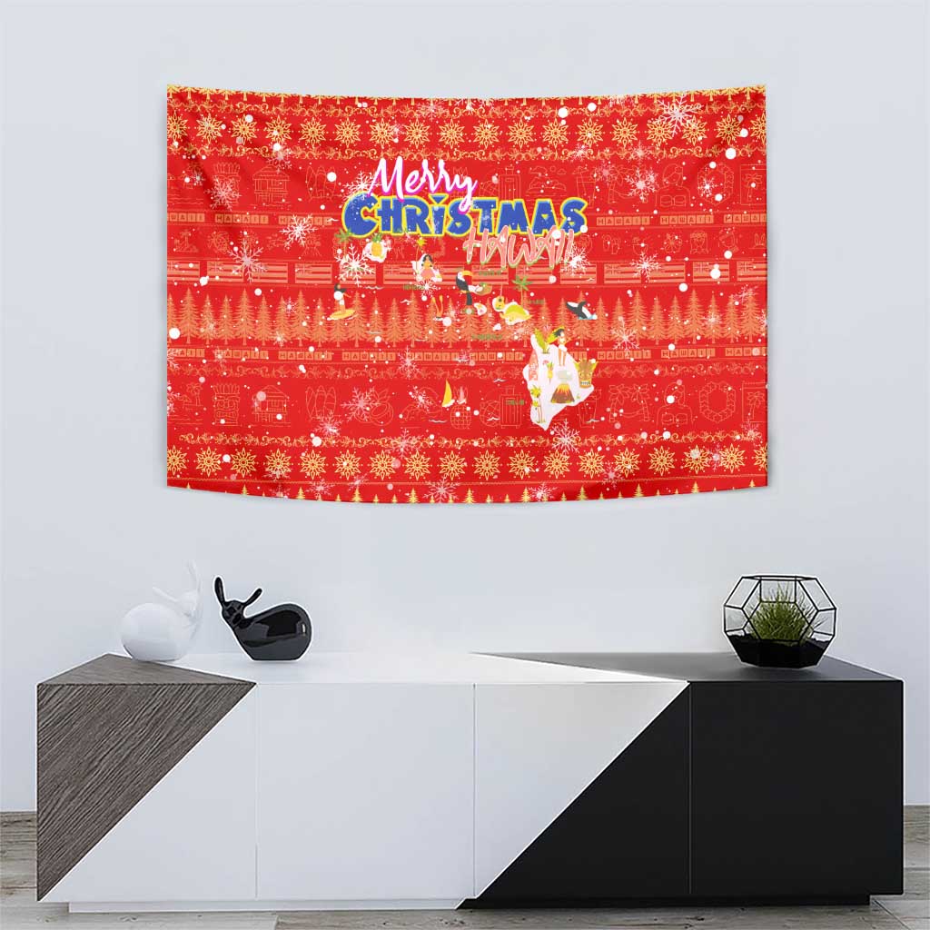 Merry Christmas Hawaii Tapestry Xmas Travel Map DT02 - Polynesian Pride