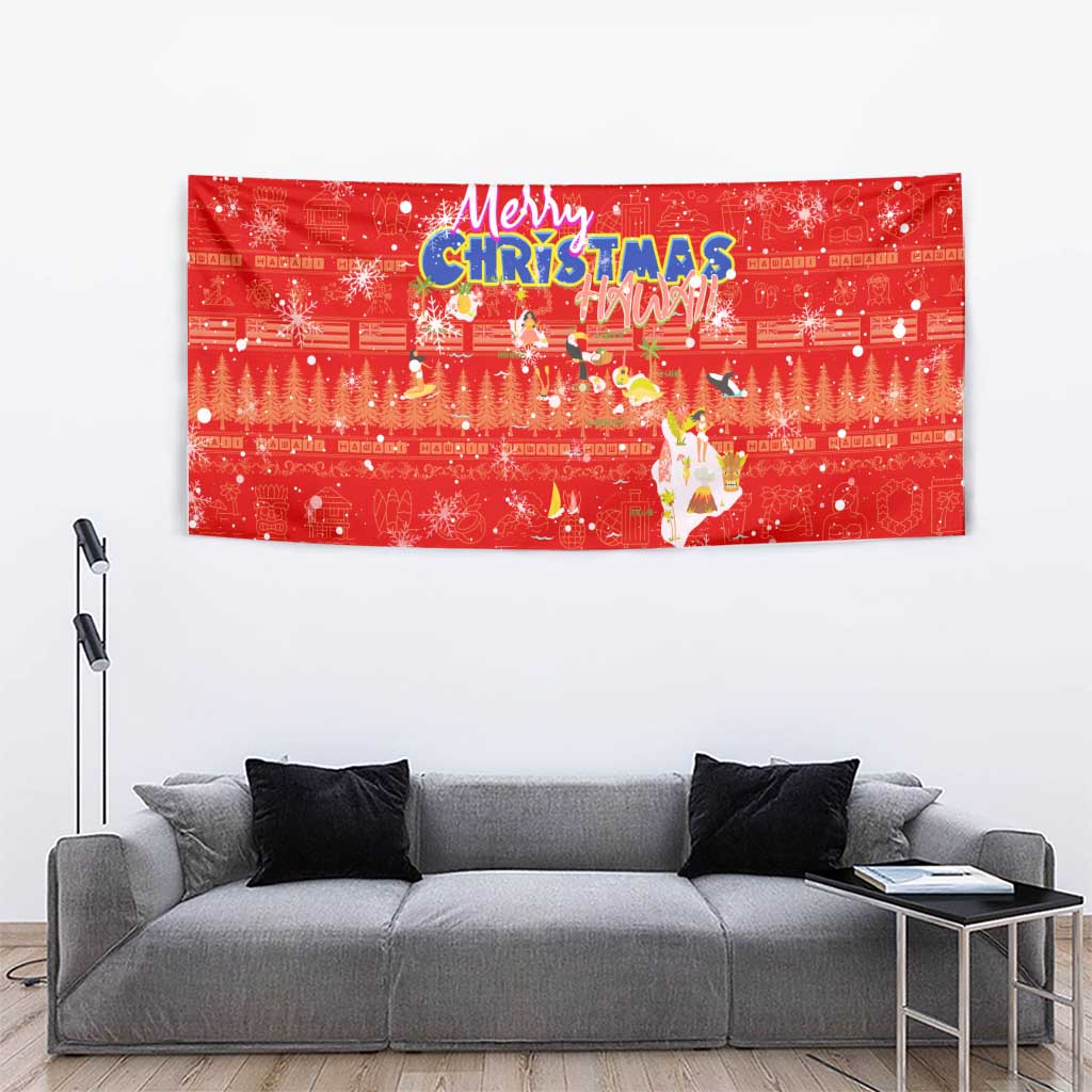 Merry Christmas Hawaii Tapestry Xmas Travel Map DT02 - Polynesian Pride