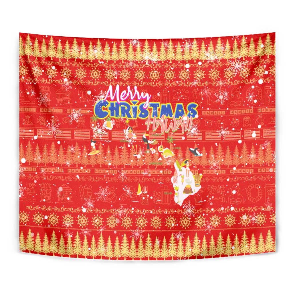 Merry Christmas Hawaii Tapestry Xmas Travel Map DT02 - Polynesian Pride