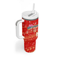 Merry Christmas Hawaii Tumbler With Handle Xmas Travel Map - Polynesian Pride