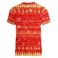 Merry Christmas Hawaii Women V-Neck T-Shirt Xmas Travel Map - Polynesian Pride