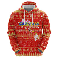 Merry Christmas Hawaii Zip Hoodie Xmas Travel Map - Polynesian Pride