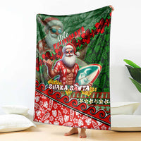Mele Kalikimaka Shaka Santa Blanket Hawaiian Surf Christmas Design with Aloha Spirit - Polynesian Pride