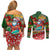 Mele Kalikimaka Shaka Santa Couples Matching Off Shoulder Short Dress and Long Sleeve Button Shirt Hawaiian Surf Christmas Design with Aloha Spirit - Polynesian Pride