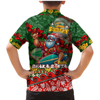 Mele Kalikimaka Shaka Santa Family Matching Mermaid Dress and Hawaiian Shirt Hawaiian Surf Christmas Design with Aloha Spirit - Polynesian Pride