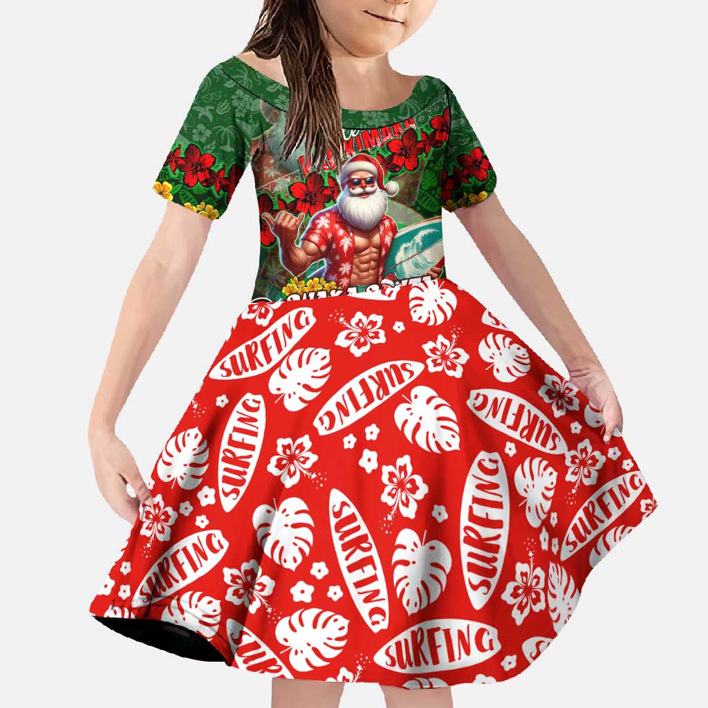 Mele Kalikimaka Shaka Santa Family Matching Mermaid Dress and Hawaiian Shirt Hawaiian Surf Christmas Design with Aloha Spirit - Polynesian Pride