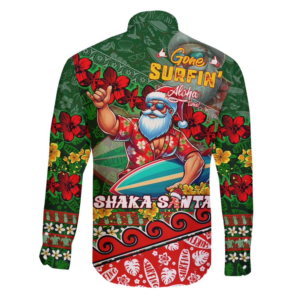 Mele Kalikimaka Shaka Santa Family Matching Mermaid Dress and Hawaiian Shirt Hawaiian Surf Christmas Design with Aloha Spirit - Polynesian Pride