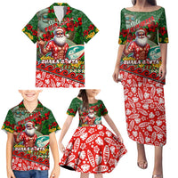 Mele Kalikimaka Shaka Santa Family Matching Puletasi and Hawaiian Shirt Hawaiian Surf Christmas Design with Aloha Spirit - Polynesian Pride