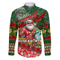 Mele Kalikimaka Shaka Santa Family Matching Puletasi and Hawaiian Shirt Hawaiian Surf Christmas Design with Aloha Spirit - Polynesian Pride