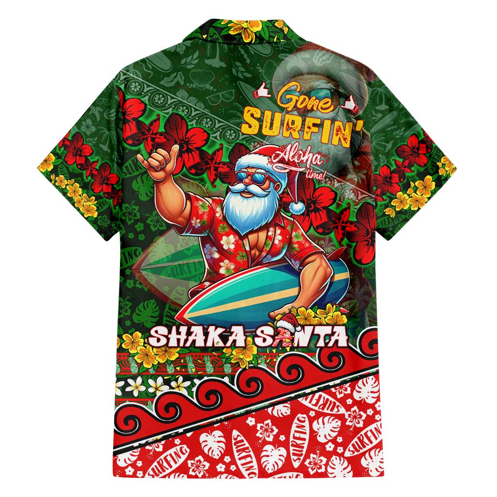 Mele Kalikimaka Shaka Santa Family Matching Tank Maxi Dress and Hawaiian Shirt Hawaiian Surf Christmas Design with Aloha Spirit - Polynesian Pride