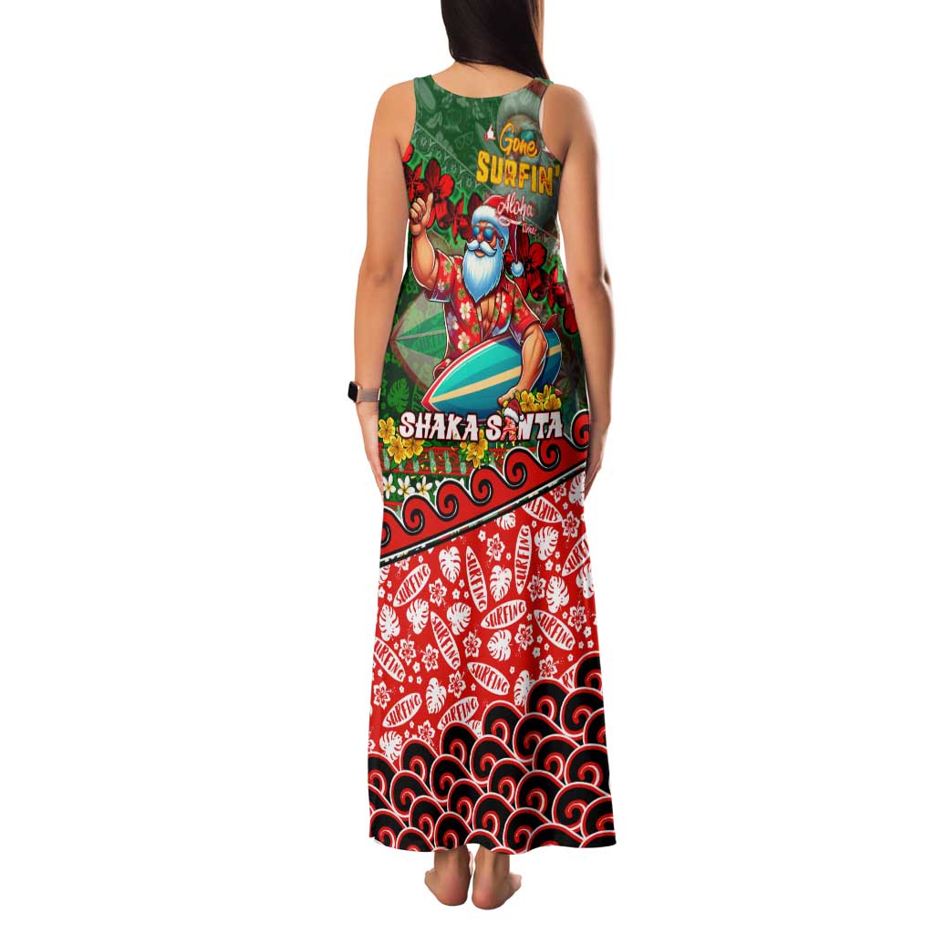 Mele Kalikimaka Shaka Santa Family Matching Tank Maxi Dress and Hawaiian Shirt Hawaiian Surf Christmas Design with Aloha Spirit - Polynesian Pride
