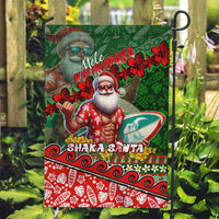 Mele Kalikimaka Shaka Santa Garden Flag Hawaiian Surf Christmas Design with Aloha Spirit - Polynesian Pride