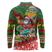 Mele Kalikimaka Shaka Santa Long Sleeve Polo Shirt Hawaiian Surf Christmas Design with Aloha Spirit - Polynesian Pride