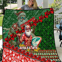 Mele Kalikimaka Shaka Santa Quilt Hawaiian Surf Christmas Design with Aloha Spirit - Polynesian Pride