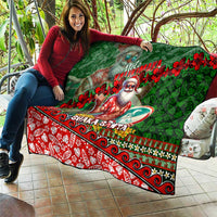 Mele Kalikimaka Shaka Santa Quilt Hawaiian Surf Christmas Design with Aloha Spirit - Polynesian Pride