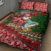 Mele Kalikimaka Shaka Santa Quilt Bed Set Hawaiian Surf Christmas Design with Aloha Spirit - Polynesian Pride