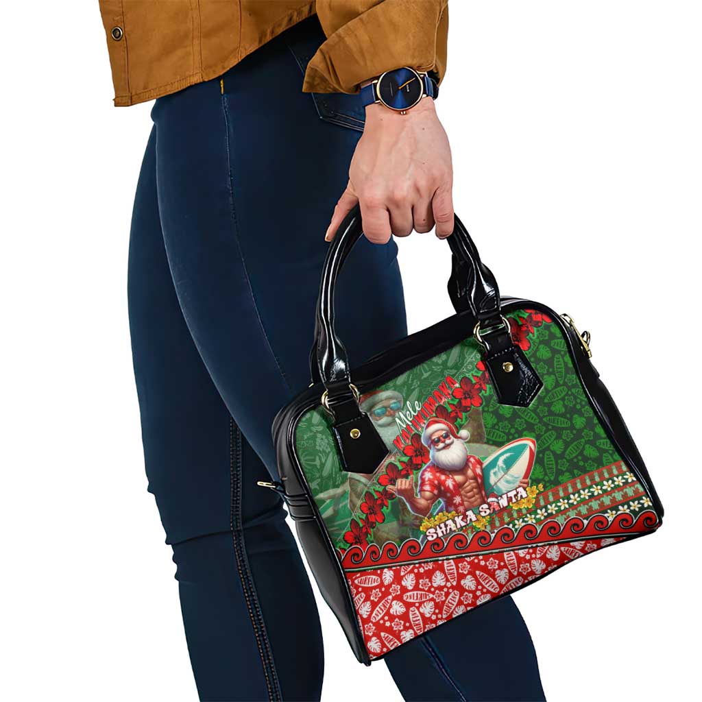 Mele Kalikimaka Shaka Santa Shoulder Handbag Hawaiian Surf Christmas Design with Aloha Spirit - Polynesian Pride