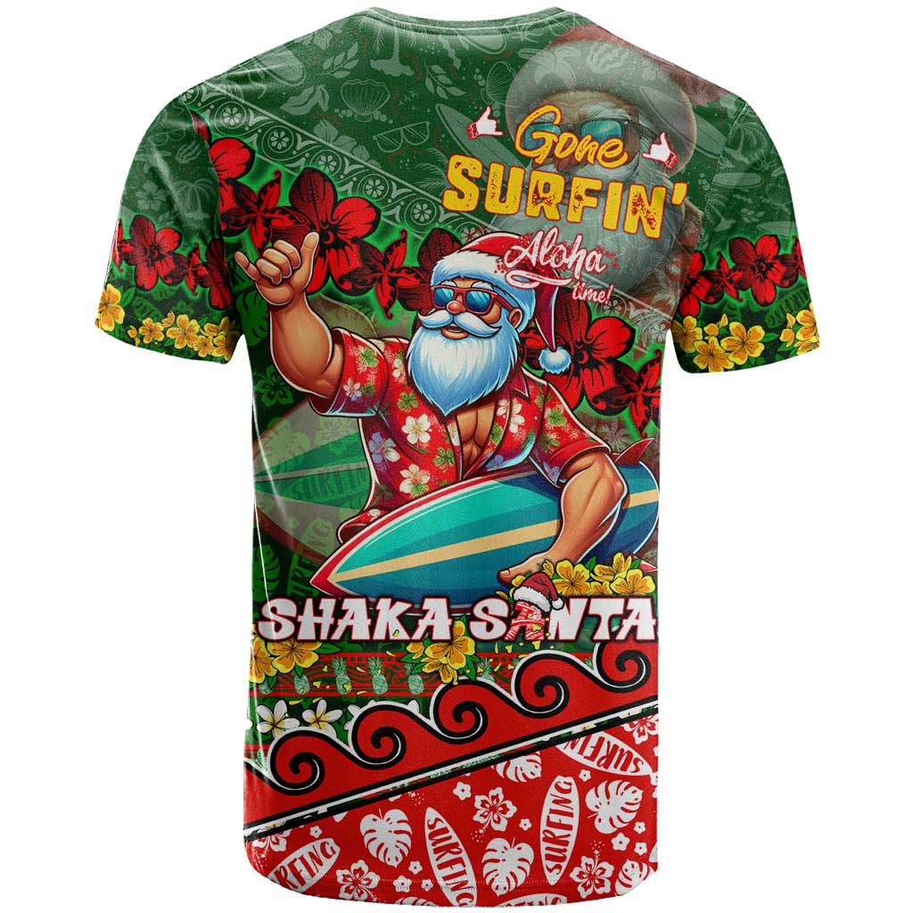 Mele Kalikimaka Shaka Santa T Shirt Hawaiian Surf Christmas Design with Aloha Spirit - Polynesian Pride