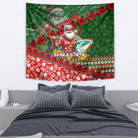 Mele Kalikimaka Shaka Santa Tapestry Hawaiian Surf Christmas Design with Aloha Spirit - Polynesian Pride