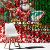 Mele Kalikimaka Shaka Santa Window Curtain Hawaiian Surf Christmas Design with Aloha Spirit DT02 - Polynesian Pride