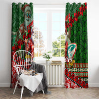 Mele Kalikimaka Shaka Santa Window Curtain Hawaiian Surf Christmas Design with Aloha Spirit DT02 - Polynesian Pride