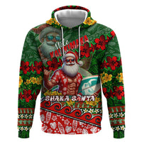 Mele Kalikimaka Shaka Santa Zip Hoodie Hawaiian Surf Christmas Design with Aloha Spirit - Polynesian Pride