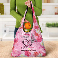 Butterfly Polynesia Breast Cancer Grocery Bag Nobody Fights Alone Pink Out Tropical Hibiscus