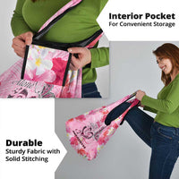 Butterfly Polynesia Breast Cancer Grocery Bag Nobody Fights Alone Pink Out Tropical Hibiscus