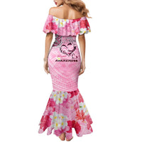 Butterfly Polynesia Breast Cancer Mermaid Dress Nobody Fights Alone Pink Out Tropical Hibiscus