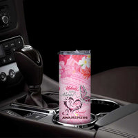 Butterfly Polynesia Breast Cancer Skinny Tumbler Nobody Fights Alone Pink Out Tropical Hibiscus