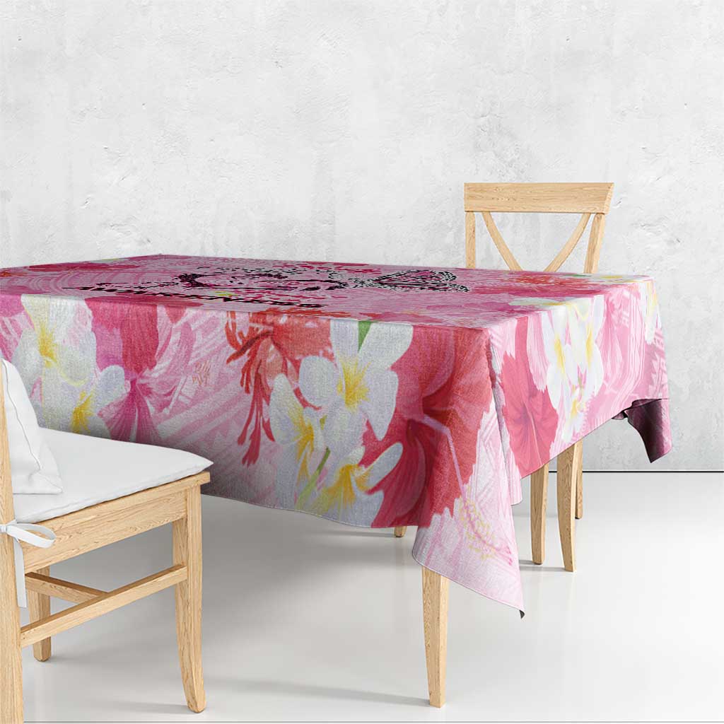Butterfly Polynesia Breast Cancer Tablecloth Nobody Fights Alone Pink Out Tropical Hibiscus DT02 - Polynesian Pride