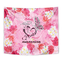Butterfly Polynesia Breast Cancer Tapestry Nobody Fights Alone Pink Out Tropical Hibiscus