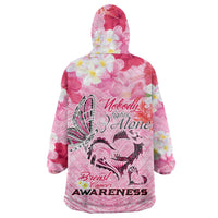 Butterfly Polynesia Breast Cancer Wearable Blanket Hoodie Nobody Fights Alone Pink Out Tropical Hibiscus