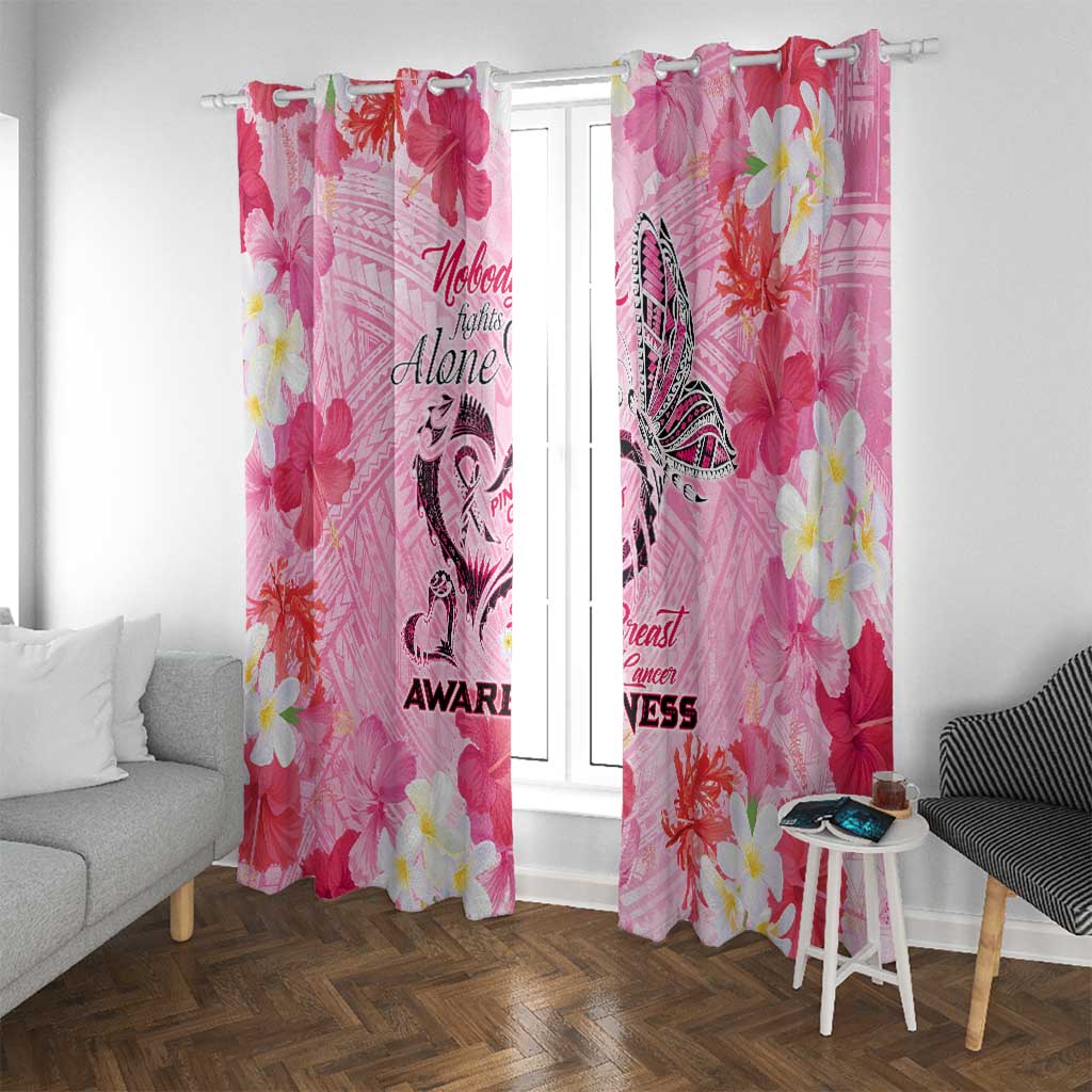Butterfly Polynesia Breast Cancer Window Curtain Nobody Fights Alone Pink Out Tropical Hibiscus