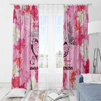 Butterfly Polynesia Breast Cancer Window Curtain Nobody Fights Alone Pink Out Tropical Hibiscus