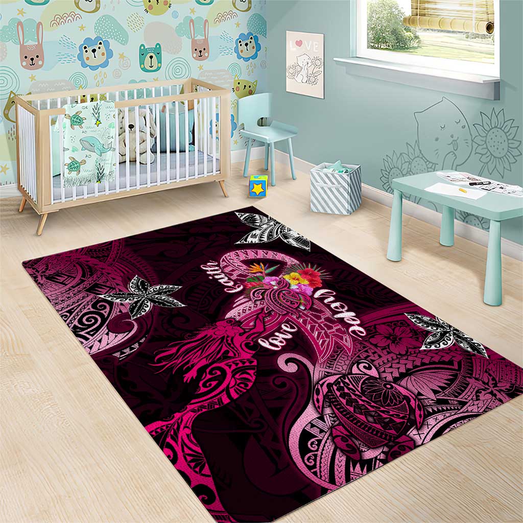 Breast Cancer Mermaid Polynesia Area Rug Faith Hope Love