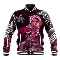 Breast Cancer Mermaid Polynesia Baseball Jacket Faith Hope Love DT02 Unisex Pink - Polynesian Pride