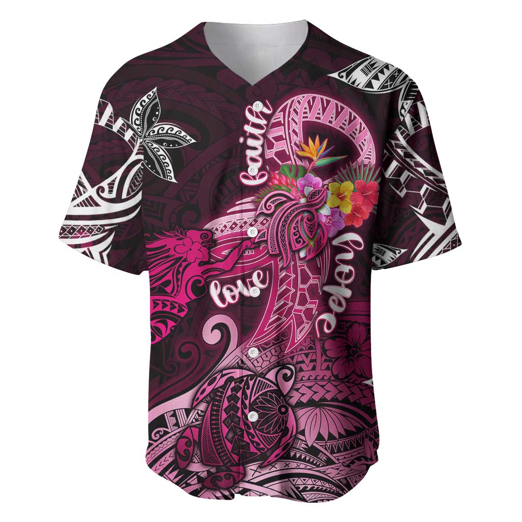 Breast Cancer Mermaid Polynesia Baseball Jersey Faith Hope Love DT02 Pink - Polynesian Pride