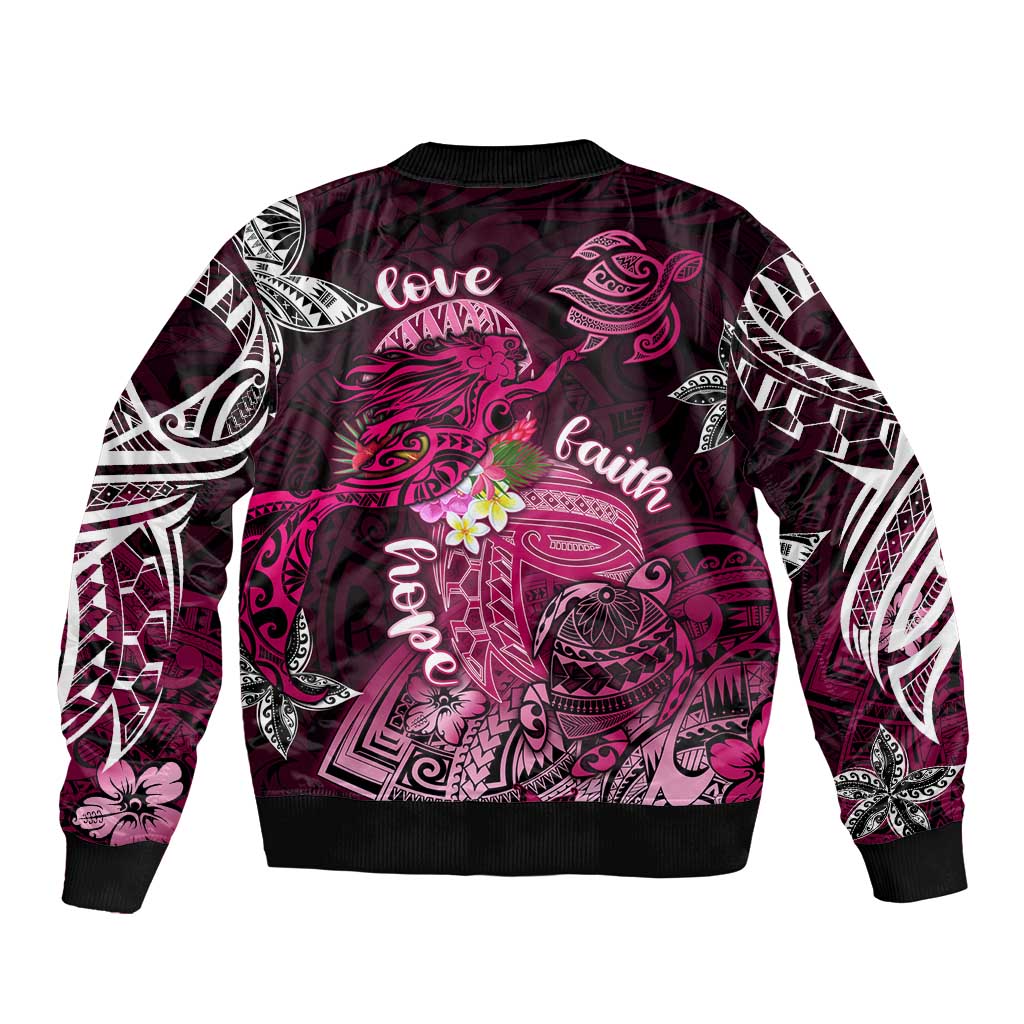 Breast Cancer Mermaid Polynesia Bomber Jacket Faith Hope Love