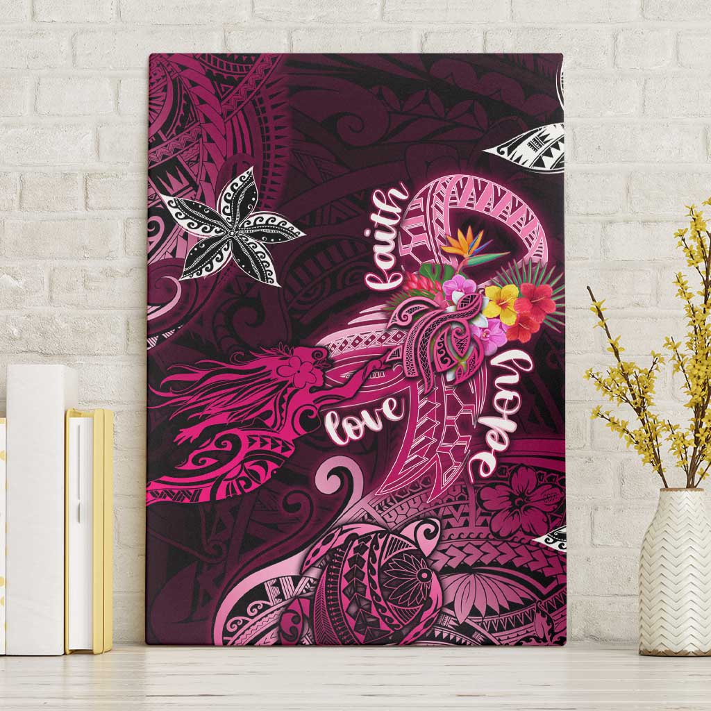 Breast Cancer Mermaid Polynesia Canvas Wall Art Faith Hope Love