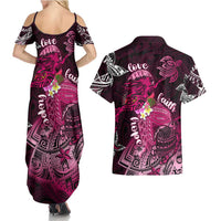 Breast Cancer Mermaid Polynesia Couples Matching Summer Maxi Dress and Hawaiian Shirt Faith Hope Love DT02 - Polynesian Pride