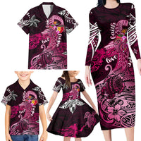 Breast Cancer Mermaid Polynesia Family Matching Long Sleeve Bodycon Dress and Hawaiian Shirt Faith Hope Love DT02 - Polynesian Pride