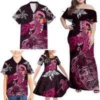 Breast Cancer Mermaid Polynesia Family Matching Off Shoulder Maxi Dress and Hawaiian Shirt Faith Hope Love DT02 - Polynesian Pride