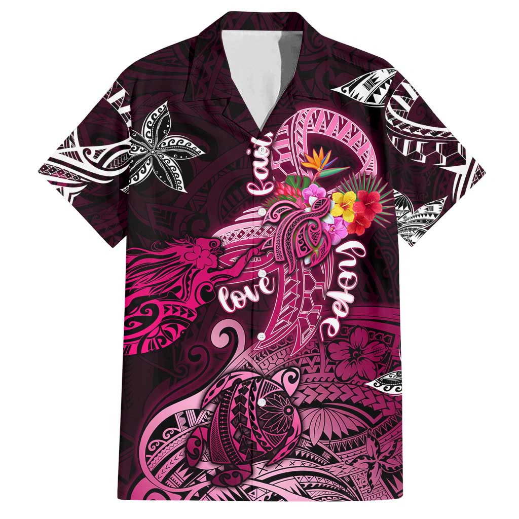 Breast Cancer Mermaid Polynesia Family Matching Off Shoulder Maxi Dress and Hawaiian Shirt Faith Hope Love DT02 Dad's Shirt - Short Sleeve Pink - Polynesian Pride