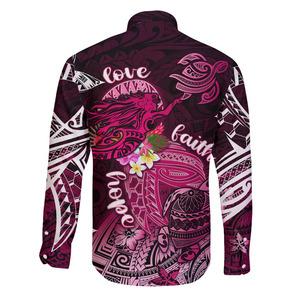 Breast Cancer Mermaid Polynesia Family Matching Off Shoulder Maxi Dress and Hawaiian Shirt Faith Hope Love DT02 - Polynesian Pride