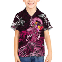 Breast Cancer Mermaid Polynesia Family Matching Off Shoulder Short Dress and Hawaiian Shirt Faith Hope Love DT02 Son's Shirt Pink - Polynesian Pride