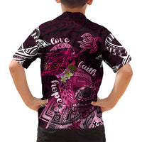 Breast Cancer Mermaid Polynesia Family Matching Puletasi and Hawaiian Shirt Faith Hope Love