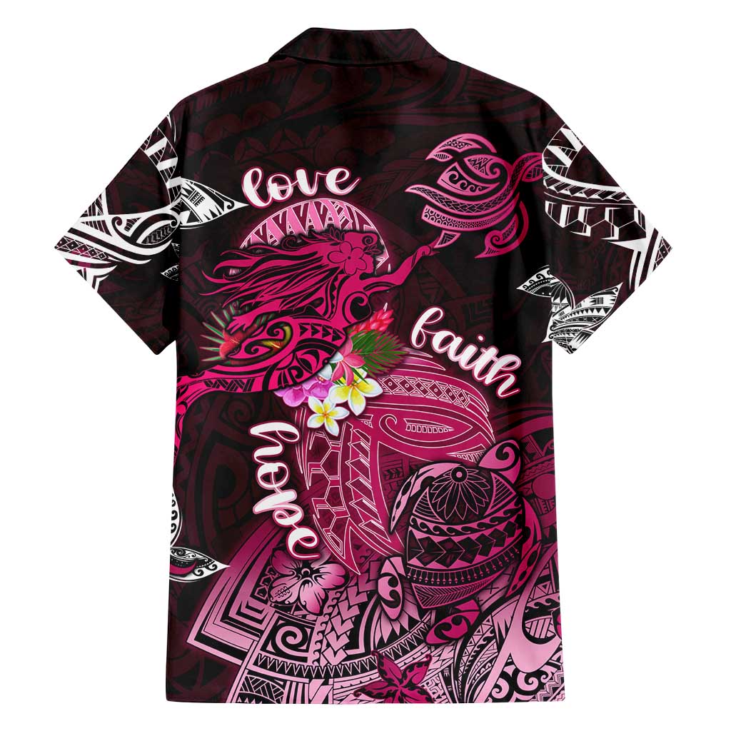 Breast Cancer Mermaid Polynesia Family Matching Puletasi and Hawaiian Shirt Faith Hope Love