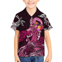 Breast Cancer Mermaid Polynesia Family Matching Short Sleeve Bodycon Dress and Hawaiian Shirt Faith Hope Love DT02 Son's Shirt Pink - Polynesian Pride